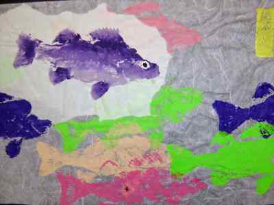 Fish On Textured Paper Artwork