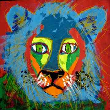 Blue Mane Lion Painting