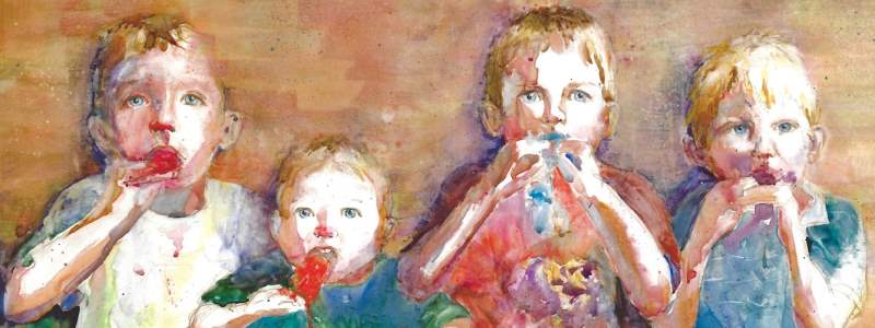 Boys Eating Popsicles Painting