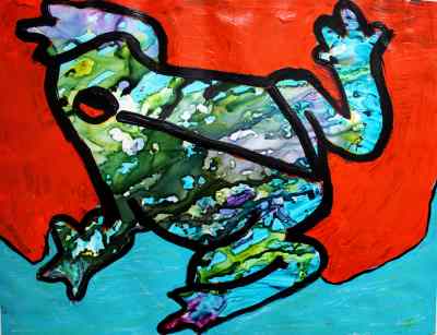 Frog on Lily Pad Painting